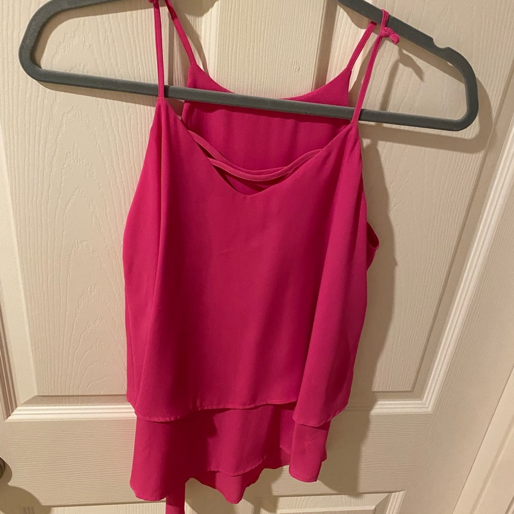 Hot Pink Double Layer Flowy Tank